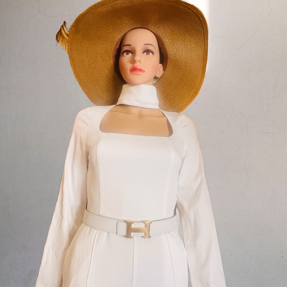 White Long Sleeve Jumpsuit